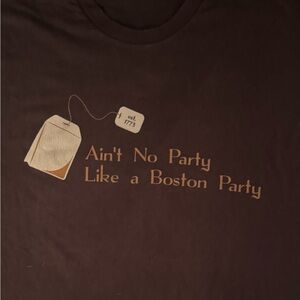 Brown Graphic Tee with Boston Party Print